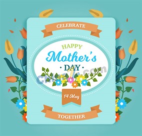 创意母亲节花卉祝福卡矢量